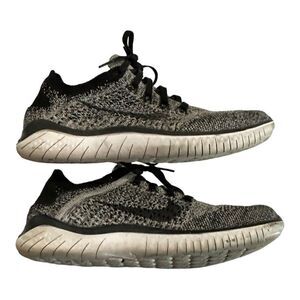 Nike women’s  Free RN Fly Knit 2018 Running Sneakers Shoes Black Oreo Size 7.5
